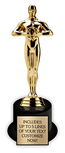 Achievement Custom Trophy 10.5 Inches Tall - Customized Golden Statue Award with Personalized Engraved Plate - Modern Victory Academy Statue - Best Actor Trophies - Personalize it Now!