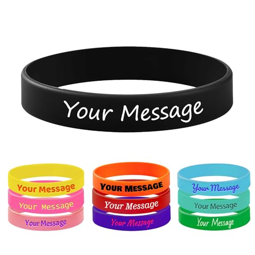 Benmify 100pcs Personalized Silicone Wristbands with Text Custom Rubber Bracelets Bulk Customizable for Events, Gifts, Awareness,Party, Support, Men, Women