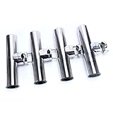 Amarine Made Boat 4pcs Fishing Rod Holder, Stainless Rail Mount Clamp on Rod Holder, Adjustable Fishing Pole Holder for Rails 7/8" to 1"