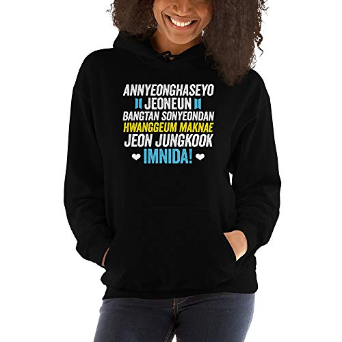 Kawaii Kafe Jeon Jungkook BTS Annyeonghaseyo Jungkook Hoodie Kpop Black