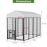 ROOMTEC Large Dog Kennel Outdoor Pet Pens Dogs Run Enclosure Animal Hutch Metal Coop Fence with Roof Cover (8'L x 4'W x 5.6'H)