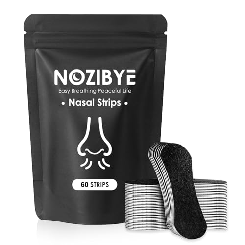 Nozibye Nose Strips for Breathing | Anti Snore & Better Sleep (60 Count, Black) - Nasal Strips for Breathing, Stop Snoring, Clear Airways