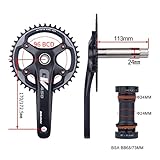 BOLANY 170mm Bike Cranksets Gravel 96BCD Hollow Integrated 42T Single Speed Chainring Crankset with Bottom Bracket Fit for Off Road Gravel Bike Compatible with 10/11Speed