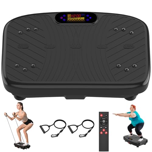 Vibration Plate Exercise Machine, Vibration Plate Platform for Lymphatic Drainage, 200 Adjustable Speeds Power Shaping Vibrating Plate Helps Weight Loss, Shaping, Max Weight 450 Lbs(Black)