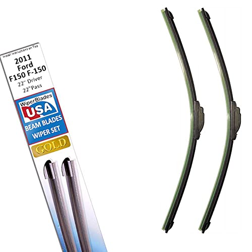 Beam Blade Wipers Set for 2011 Ford F150 F-150 Replacement Set - WiperBladesUSA Gold Beam Wiper Blades Wipers Set