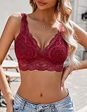 Avidlove Lace Bralettes Womens Triangle Plunge Wireless Bras Camisole Tops Cami Strappy Sexy Soft (Red,XL)