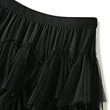 Dirholl Women's A-Line Fairy Elastic Waist Polyester Spandex Midi Skirt Tutu Black B