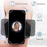 VUP Running Armband 360°Rotatable for iPhone 16/15/14/13/Pro Max/Pro/Mini/12/11/SE/Xs/XR/X/8/7/Plus, Fits All 4-6.7 Inch Smartphones, with Key Holder Phone Armband for Running Hiking Biking (Black)