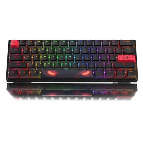 Womier 60% Percent Keyboard,WK61 Mechanical RGB Wired Gaming Keyboard,Hot-Swappable Creamy Key Board with PBT Keycaps,Linear Red Switch for Windows/MAC (Black)