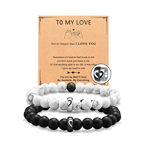 UNGENT THEM Couples Bracelets Matching Stuff Long Distance Relationship Promise His Hers Sweetest Valentines Christmas I Love You Gifts for Him Her Boyfriend Girlfriend Women Men BF