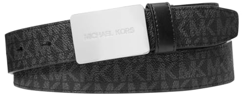 Michael Kors Men's 31mm MK Plaque Belt, Black, 34