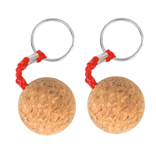 Seafard 2 Pieces Boating Floating Keychain with 35mm Cork Ball, Buoyant Keyring, Boat Key Float Keychain for Kayaking, Fishing, Swimming,Surfing, Sailing Water Sports