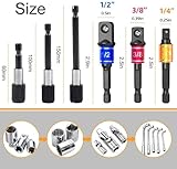 Flexible Drill Bit Extension Set 38Pcs, Right Angle Drill Attachment, Rotatable Joint Socket 1/4 3/8 1/2 Inch Hex Socket Adapter, Bits Holder and Screwdriver Bit Kit with a Box (Black)