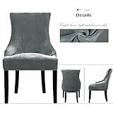 Lellen Velvet Stretch Wingback Chair Cover Slipcover - Reusable Protector Cover for Dining Room Banquet Home Decor etc Machine Washable Hand Washable (Set of 4, Charcoal Grey)