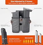 Universal Double Magazine Pouch Fit 9mm 10mm .40 .45 Caliber Dual & Single Stack Magazines, Black