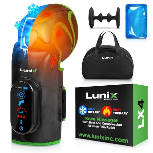 Lunix LX4 Knee Massager with Heat and Compression, Rechargeable Thigh, Calf, and Knee Wrap with Cold or Heat Therapy, Leg Brace and Heating Pad, Green