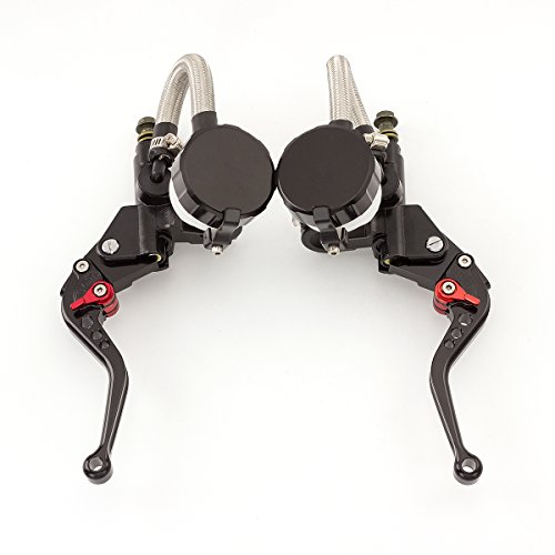 Universal 7/8" 22mm Motorcycle CNC Master Cylinder Dual Hydraulic Brake Clutch Levers Kit Reservoir Pump for 125cc-500cc Motorcycles/Sport bike/Street bike/Scooter