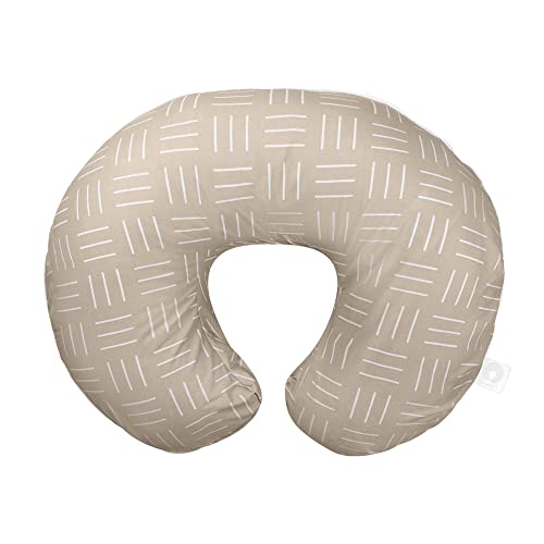 Boppy Organic Original Nursing Pillow, Sand Criss Cross, Ergonomic Nursing Essentials for Bottle and Breastfeeding, Firm Hypoallergenic Fiber Fill with 100% Organic Cotton Pillow Cover