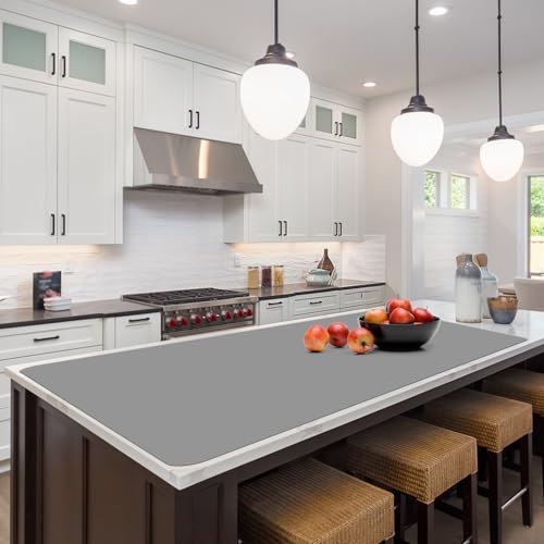 Food Grade Silicone Table Protector Mat 47x24 Inch, Heat Resistant Desk Pad for Baking/Painting/Resin/Welding, Non-Slip Waterproof Surface Easy Clean (3 Colors) (Gray)