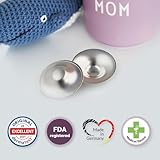 LIVELLA - Original Silver Nursing Cups - Made in Germany with 999 Silver - Universal Fit - Protect and Soothe Sore Nipples - Silver Nipple Shields for Breastfeeding - FDA-Registered