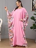 Qianliniuinc Muslim Clothes for Women - Abaya Dress for Women Dubai Kaftan Dresses Plus Size Eid Prayer Outfit Ramadan Abaya Oversized Islamic Middle Eastern Muslim Clothing Pink