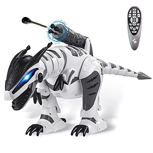 Dollox RC Interactive Dinosaur Robot - Programmable T-rex Toy with Fight Mode, Walking, Singing, Dancing, Shooting - Gift for 3-10 Year Olds