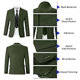 Aowdoy Retro Herringbone Suit for Men Slim Fit 3 Pieces Mens Tweed Green Suit Groomsmen Tuxedos Party Suit Jacket Vest Pants Green S