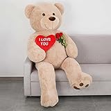 Tezituor Giant Teddy Bear 6ft Stuffed Animals - “I Love You”Red Heart Jumbo Human Size Teddy Bear for Girlfriend,Boyfriend,Wife,Lover-Birthday, Anniversary, Valentines, or Long Distance