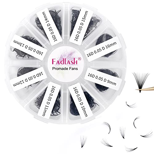 Eyelash Extension 1000pcs Mix Premade Fans Eyelash Extensions D Curl Promades Eyelash Volume Lash Extensions Loose Fans Pre Made Volume Lashes Pointed Base (16D-0.05D, 9-16mm)