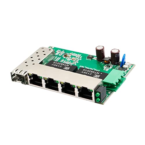 Unmanaged 4 Ports Fast Ethernet Switch with SFP Slot PCBA 10pcs Hardened Mini Industrial Network Switch 12~48V DC 10/100Mbps Ethernet Fiber Switch 1Gbps Switching Capacity