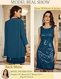 GRACE KARIN Sequin Dress Dating Classy Dress Feminine Cozy Peacock Blue L