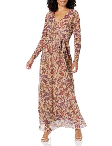 V Neck Maxi Crinkle MESH with FOIL Pleated Dress