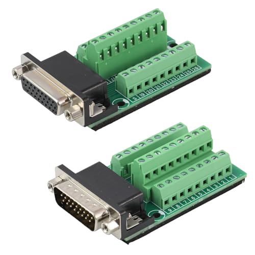 Jienk 2Pcs DB26 Male Female Breakout Board Connector, RS232 D-SUB Serial 26Pin Port Terminal Solderfree Adapter for Mechanical Equipment CNC Computers