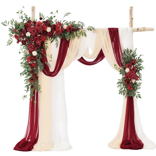 TINGE TIME Artificial Arch Flowers Kit Pack of 5, Wedding Decorations for Reception with Hanging Flowers, Wedding Arch Silk Floral Arrangements Ceremony Backdrop Bridal Shower Outdoor Party Decor