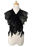 L'VOW Feather Boa Ribbon Punk Gothic Shawl Crow Witch Costume for Halloween（Black）