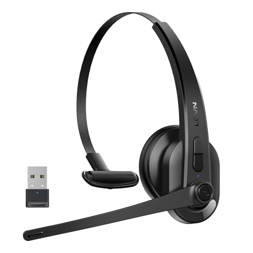 LEVN Wireless Headset with Mic for Work, Bluetooth 5.3 Headset with Microphone (AI Noise Cancelling), Wireless Headset with Microphone & Mute Button for Work from Home/PC/CallCenter/Computer/Laptop