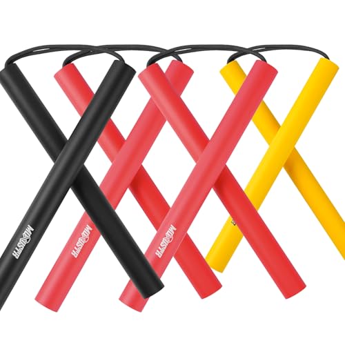 MOXIISTR Safe Foam Rubber Cord Nunchakus Upgraded for Beginners Practice and Training Set