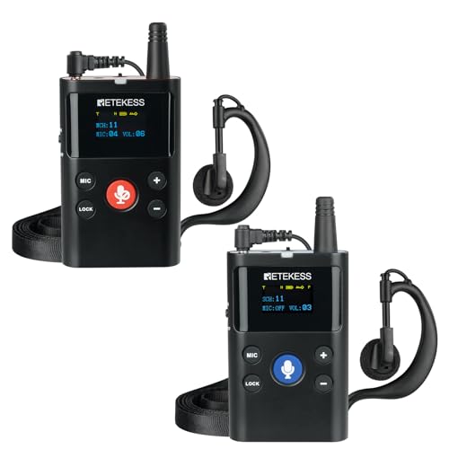 Retekess TT126 Two-Way Factory Tour Guide System, Assisted Listening System, 280m/918ft, Noise Reduction,Translation Equipment for Horse Training, VIP Reception (1Transmitter 1 Receiver)