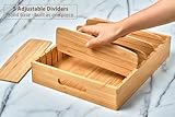 Umilife Kitchen Cabinet Organizer for Food Storage Container Lids, with Adjustable Dividers, Bamboo Drawer Caddy, Box for Kitchen Storage And Organization