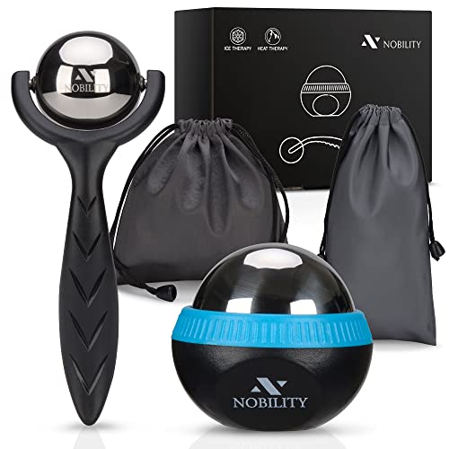 Nobility Massage Ball Roller– Ice Cold and Hot for Deep Tissue and Sore Muscle Relief of Stiffness and Stress, Body, Neck, Back, Foot, Plantar (Black)