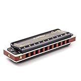 Harmonica Set 12 key blues harp 008K Professional Diatonic Harmonicas 10 Holes 20 Tones Harmonica for Professional Player,Beginner,Students,Children with Black Gift Bag (black-12 keys)