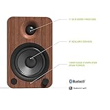 Kanto YU4WALNUT Powered Speakers with Bluetooth and Built-in Phono Preamp | Auto Standby and Startup | Remote Included | 140W Peak Power | Pair | Walnut