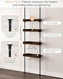 ALLZONE Bathroom Organizer, Over The Toilet Storage, 4-Tier Adjustable Wood Shelves for Small Rooms, Saver Space Rack, 92 to 116 Inch Tall, Narrow Cabinet, Rustic Brown