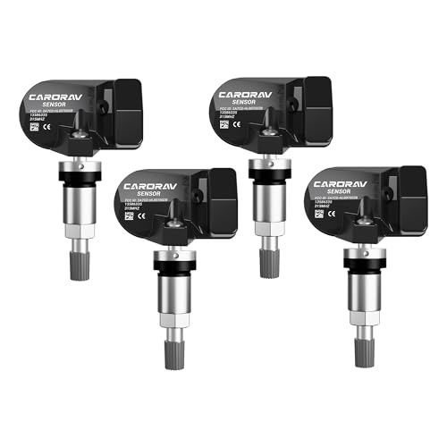CARORAV TPMS Sensor GM, 4-Pack Tire Pressure Monitoring System Sensor Replacement for GM Chevy GMC Cadillac Buick, 315MHz OE Replaces for 13586335 13581558 13598771 13598772