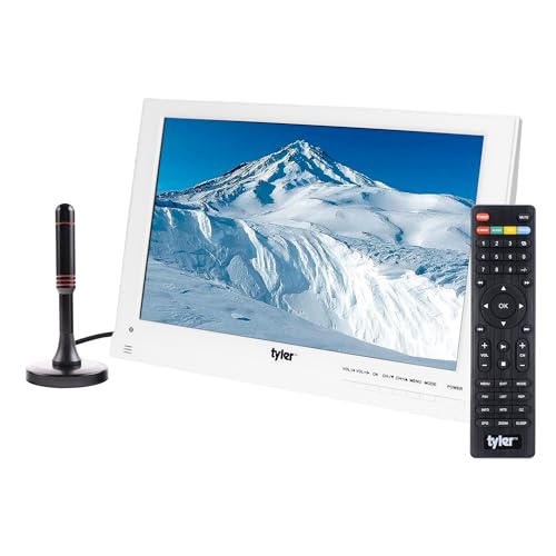 Tyler 13.3” Portable TV LCD Monitor 1080P Rechargeable Lithium Battery Operated, 3 Antenna, HDMI, SD, USB, RCA, FM Radio, Digital Tuner, AV Inputs, AC/DC, TV Stand & Remote Control For Kids Car Travel