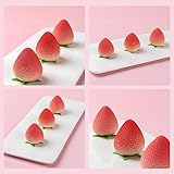 AFINSEA 3D Strawberry Shape Silicone Baking Mold for Mousse Cake, Silicone Molds for Chocolate, French Dessert Mold for Pastry Chocolate, Reusable Non-Stick Easy Release Baking Molds (15-Cavity)