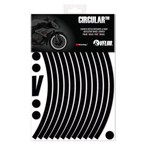 VFLUO - Motorcycle Reflective Wheel Stripes kit, 1 Wheel Rim Stickers Pack, 3M Technology™ - High lateral Visibility, Discreet and Design, Easy Installation