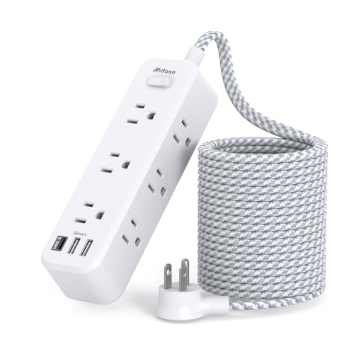 Extension Cord 15 ft, Surge Protector Power Strip, Long Extension Cord with 9 Outlets 3 USB Ports, Extension Cord with Multiple Outlets, USB Power Strip for Home, Office, Dorm Room Essentials, College