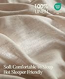 DAPU Pure Linen Sheets Set, 100% French Linen from Normandy, Breathable and Durable for Hot Sleepers, 4 Pcs Set - 1 Flat Sheet, 1 Fitted Sheet, 2 Pillowcases (Natural Linen, Queen)