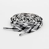 Lilybekind 5/16" Colored Flat Shoe Laces 51" Replacement Shoelaces for Sneakers (Black white)